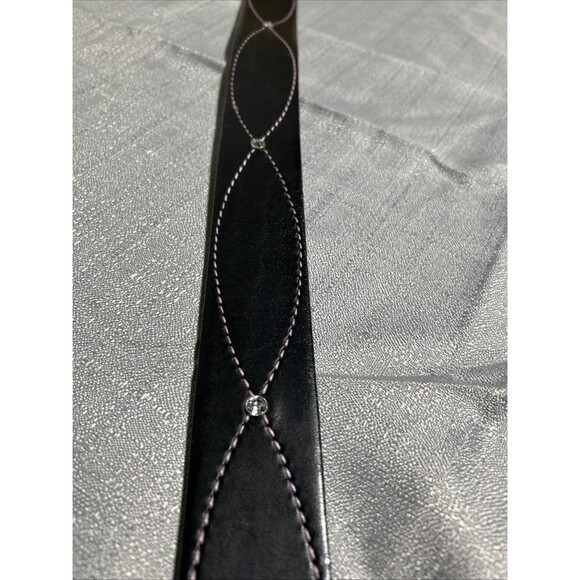 Rhinestone Belts Western circular Crystal Bling Studded Black Leather 49 in. - Picture 3 of 7